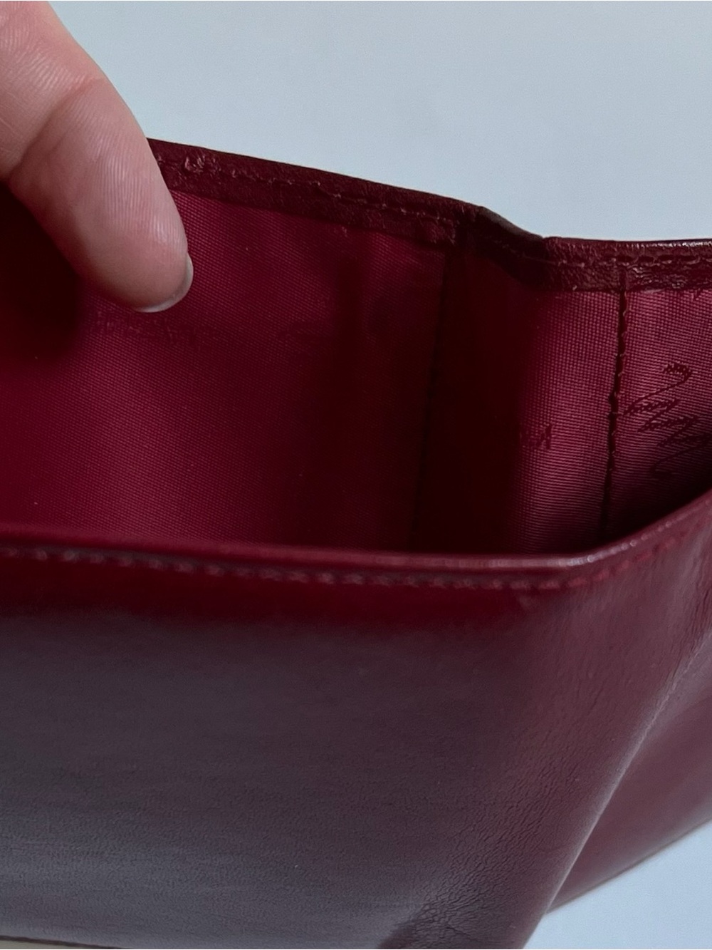 Vintage Monsac Red Leather Wallet Trifold Burgundy - Picture 7 of 7